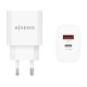 AISENS Cargador 20W, 1xUSB-C PD3.0, 1xUSB-A QC3.0, Blanco